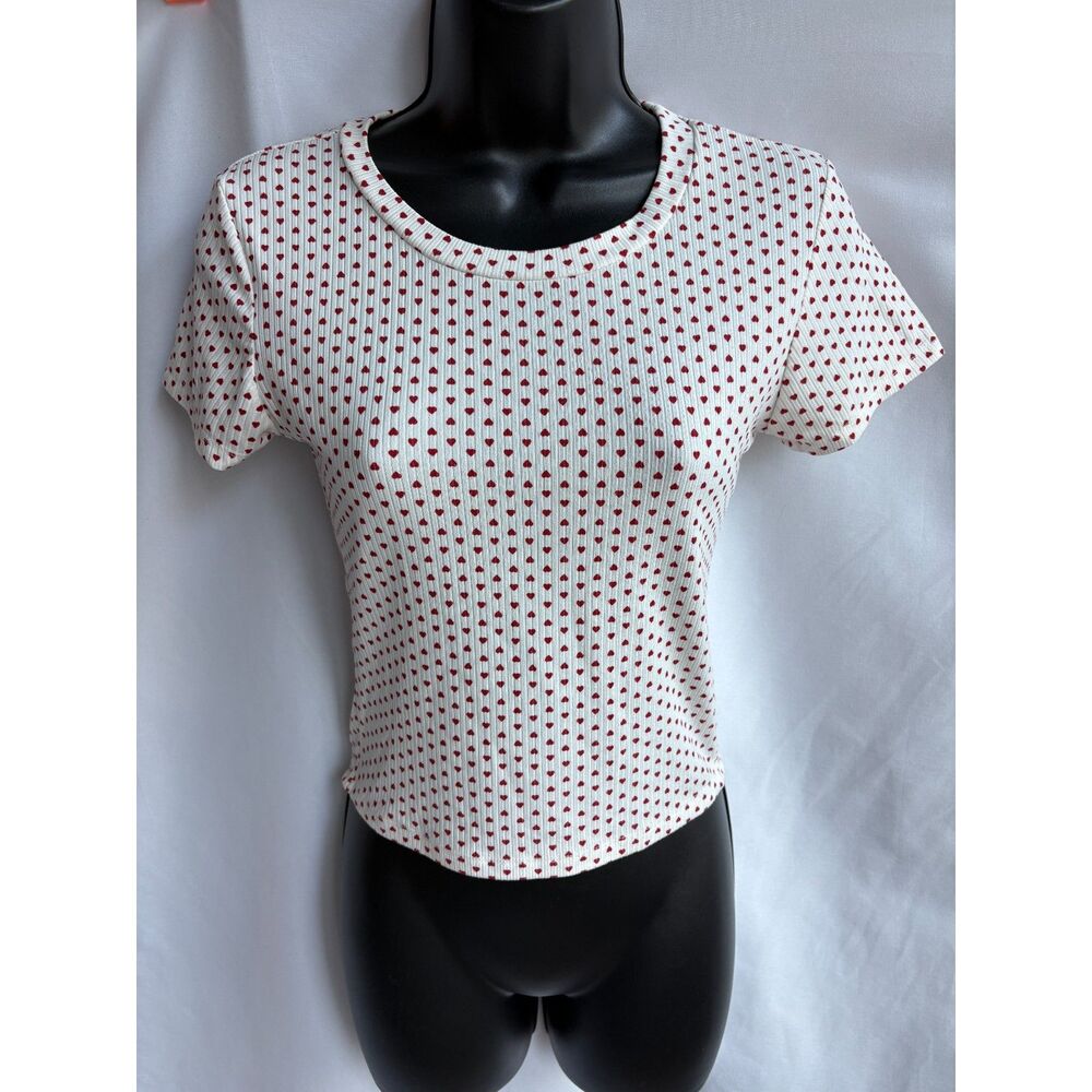 Little Daisy Baby Tee White Red Hearts Size M Sexy Streetwear Cute Girly Ditzy